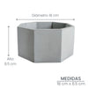 Matera De Mesa Mediana Terrario Gris 18x8.5cm Hexagonal