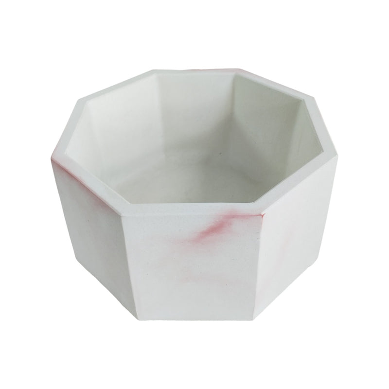 Matera De Mesa Mediana Terrario Mármol Rosa 18x8.5cm Hexagonal