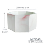 Matera De Mesa Mediana Terrario Mármol Rosa 18x8.5cm Hexagonal