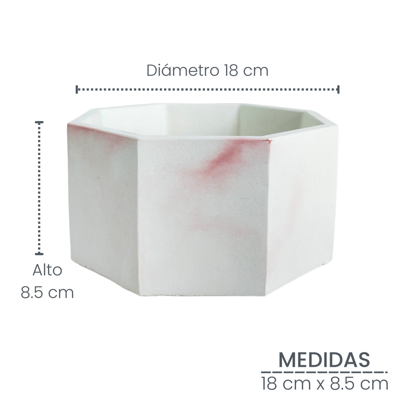 Matera De Mesa Mediana Terrario Mármol Rosa 18x8.5cm Hexagonal