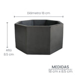 Matera De Mesa Mediana Terrario Negro 18x8.5cm Hexagonal