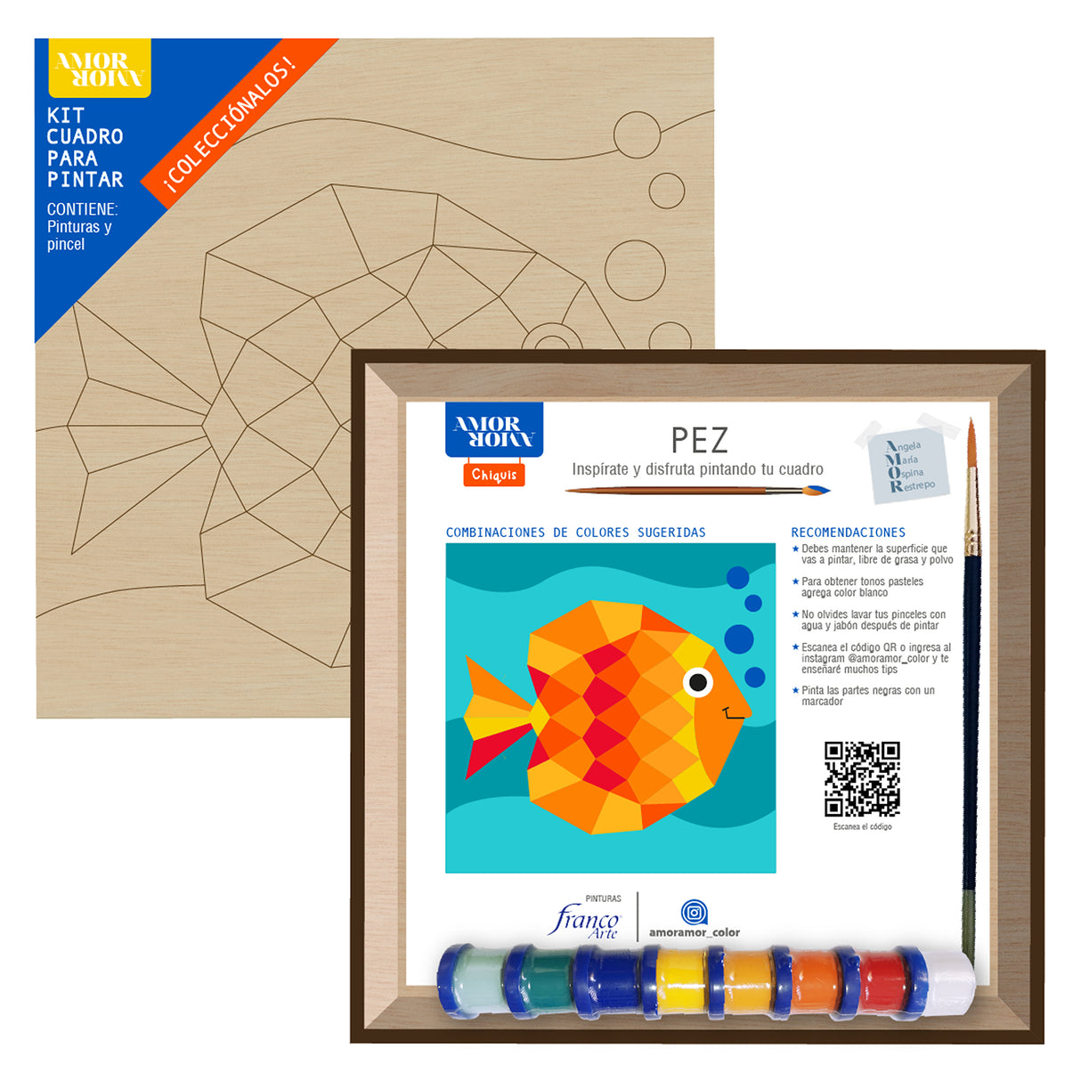 Kit Cuadro para Pintar Pez 24x24cm en MDF - CUADROS | Bylmo