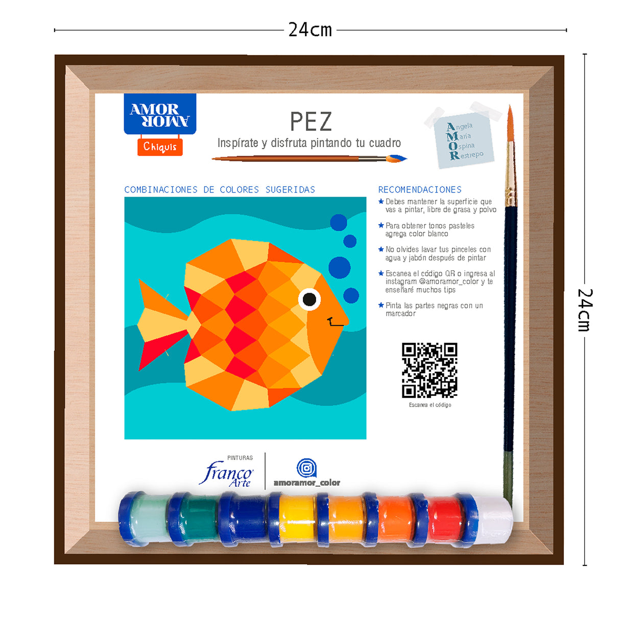Kit Cuadro para Pintar Pez 24x24cm en MDF - CUADROS | Bylmo
