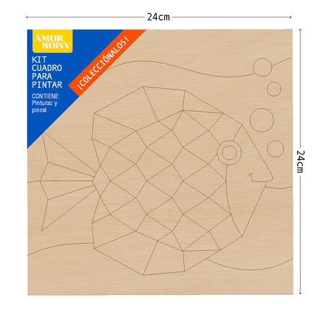 Kit Cuadro para Pintar Pez 24x24cm en MDF - CUADROS | Bylmo