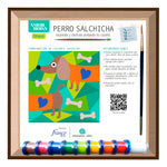 Kit Cuadro Para Pintar Perro Salchicha 24x24cm En Mdf