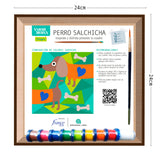 Kit Cuadro para Pintar Perro Salchicha 24x24cm en MDF - CUADROS | Bylmo
