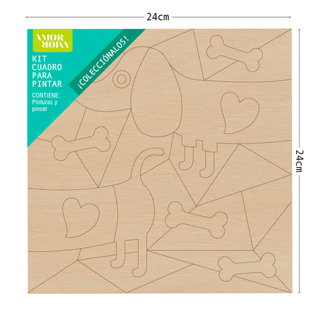Kit Cuadro para Pintar Perro Salchicha 24x24cm en MDF - CUADROS | Bylmo
