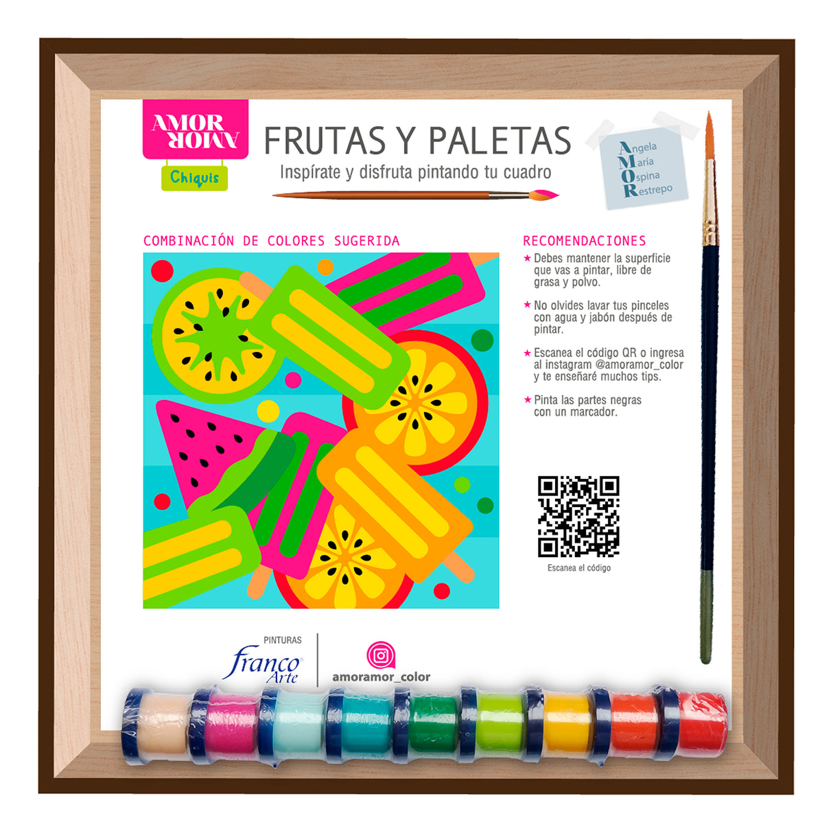 Kit Cuadro para Pintar Frutas y Paletas 24x24cm en MDF - CUADROS | Bylmo