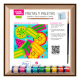 Kit Cuadro para Pintar Frutas y Paletas 24x24cm en MDF - CUADROS | Bylmo