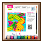 Kit Cuadro Para Pintar Frutas Y Paletas 24x24cm En Mdf