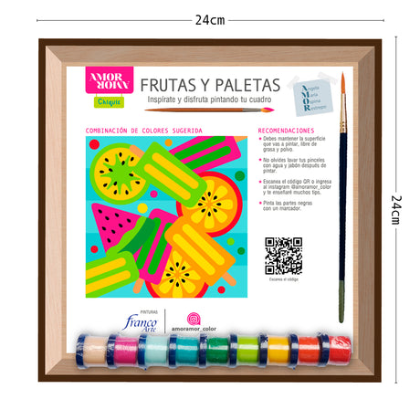 Kit Cuadro para Pintar Frutas y Paletas 24x24cm en MDF - CUADROS | Bylmo