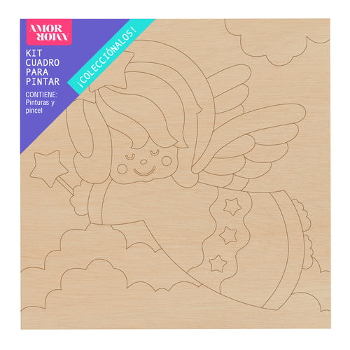 Kit Cuadro Para Pintar Ángel De La Guarda 24x24cm En Mdf