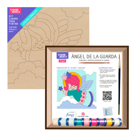Kit Cuadro para Pintar Ángel de la Guarda 24x24cm en MDF - CUADROS | Bylmo