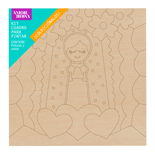 Kit Cuadro Para Pintar Virgen De Guadalupe 24x24cm En Mdf