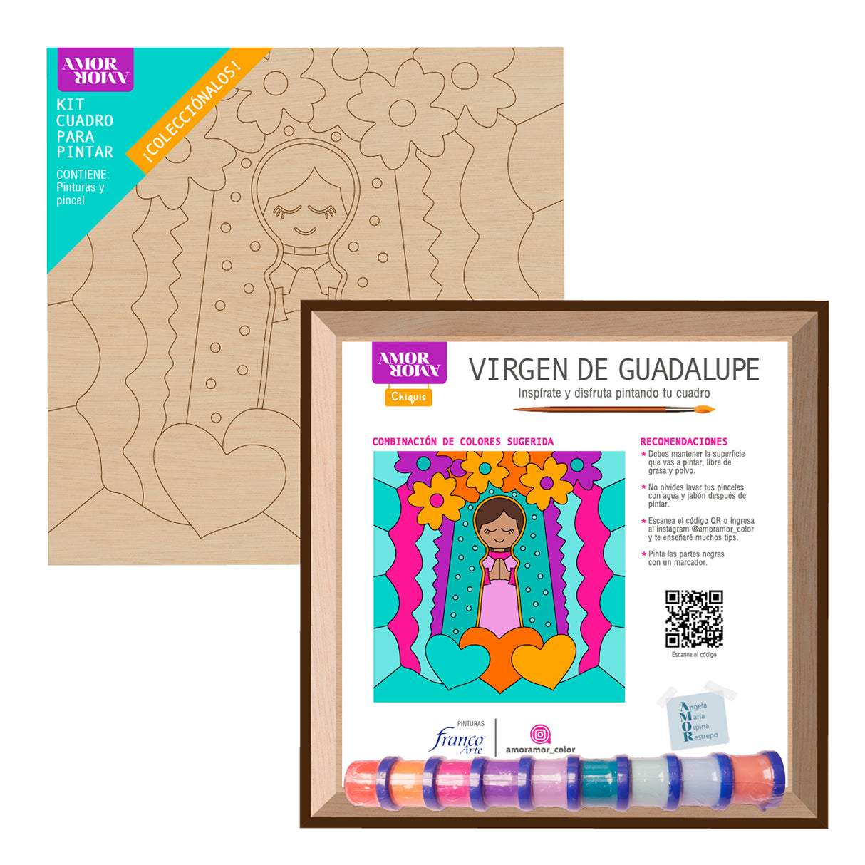 Kit Cuadro para Pintar Virgen de Guadalupe 24x24cm en MDF - CUADROS | Bylmo
