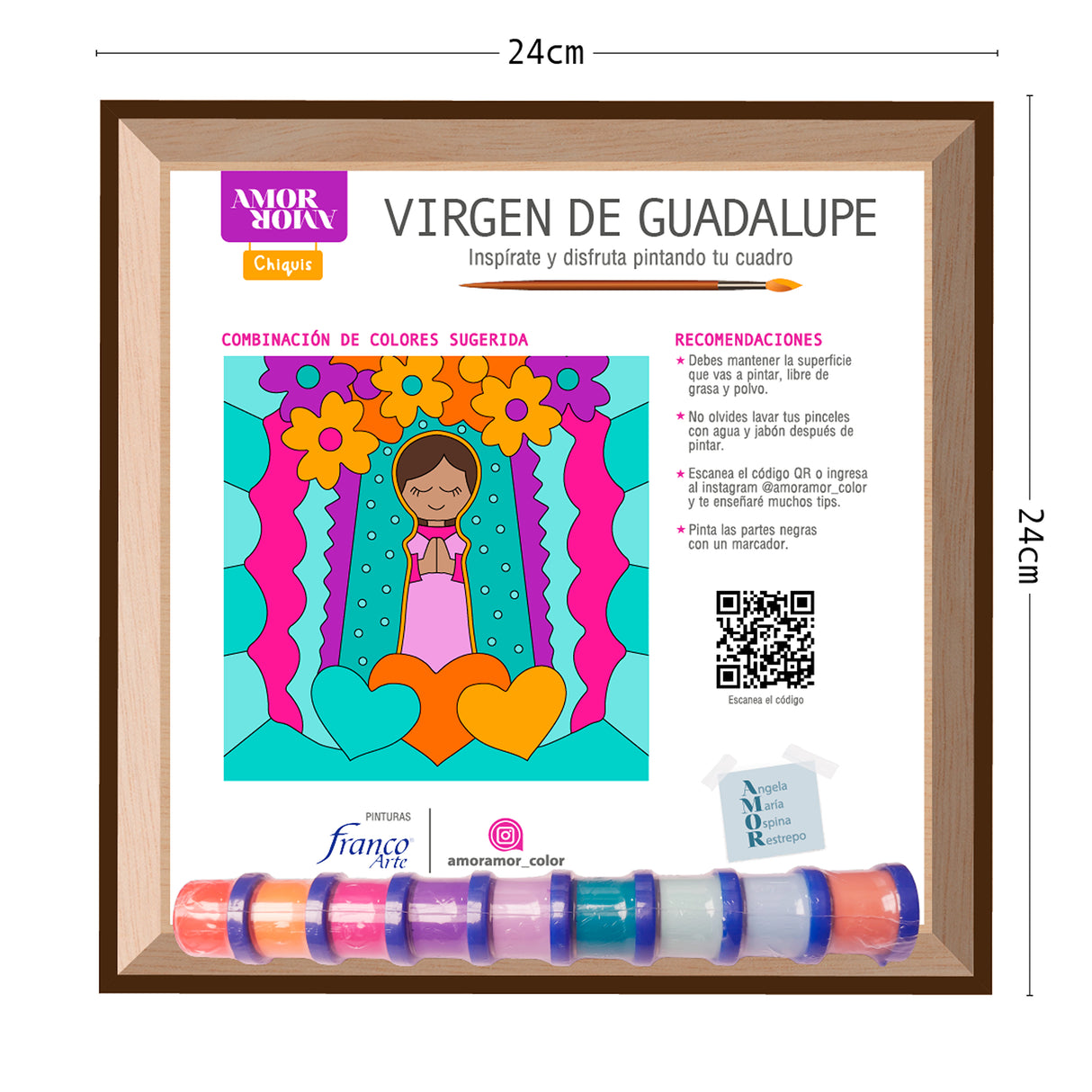 Kit Cuadro para Pintar Virgen de Guadalupe 24x24cm en MDF - CUADROS | Bylmo