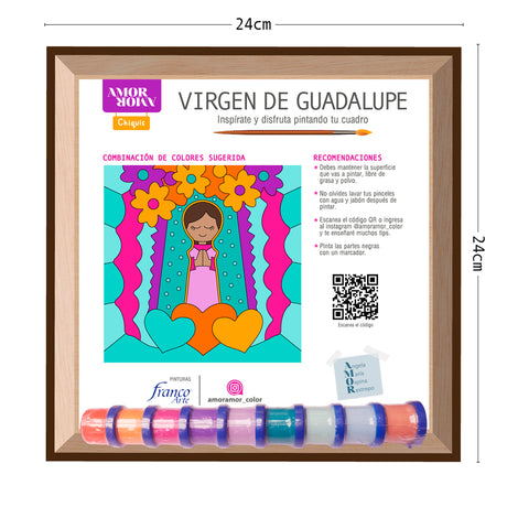 Kit Cuadro para Pintar Virgen de Guadalupe 24x24cm en MDF - CUADROS | Bylmo