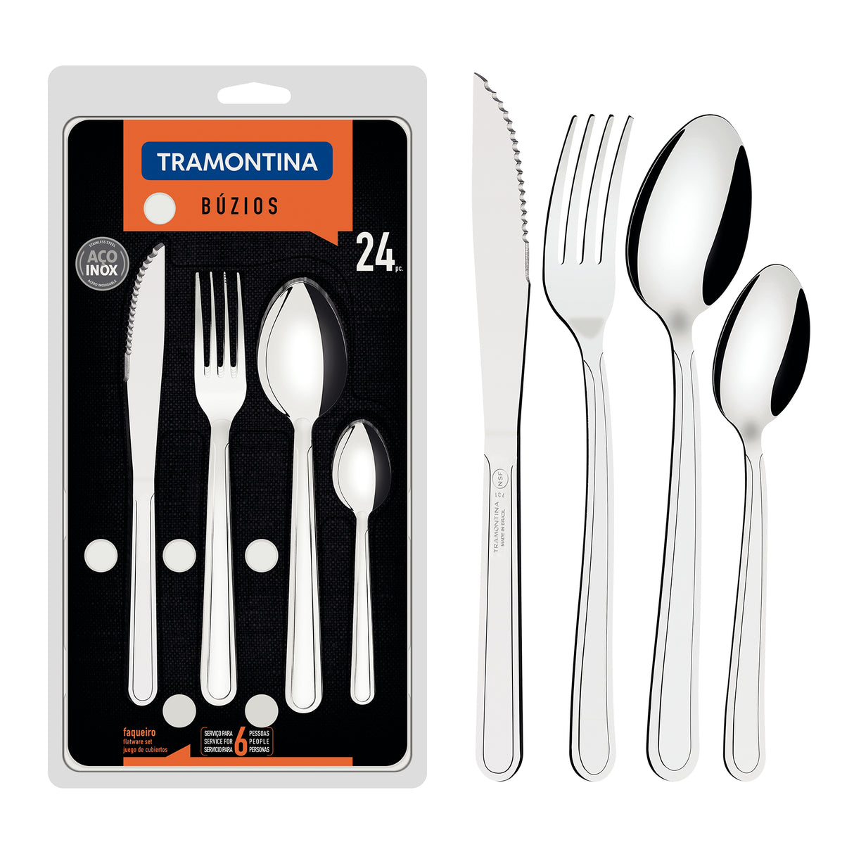 Juego de Cubiertos Búzios Acero 17x32.5cm De 24 Piezas - CUBIERTOS | Bylmo