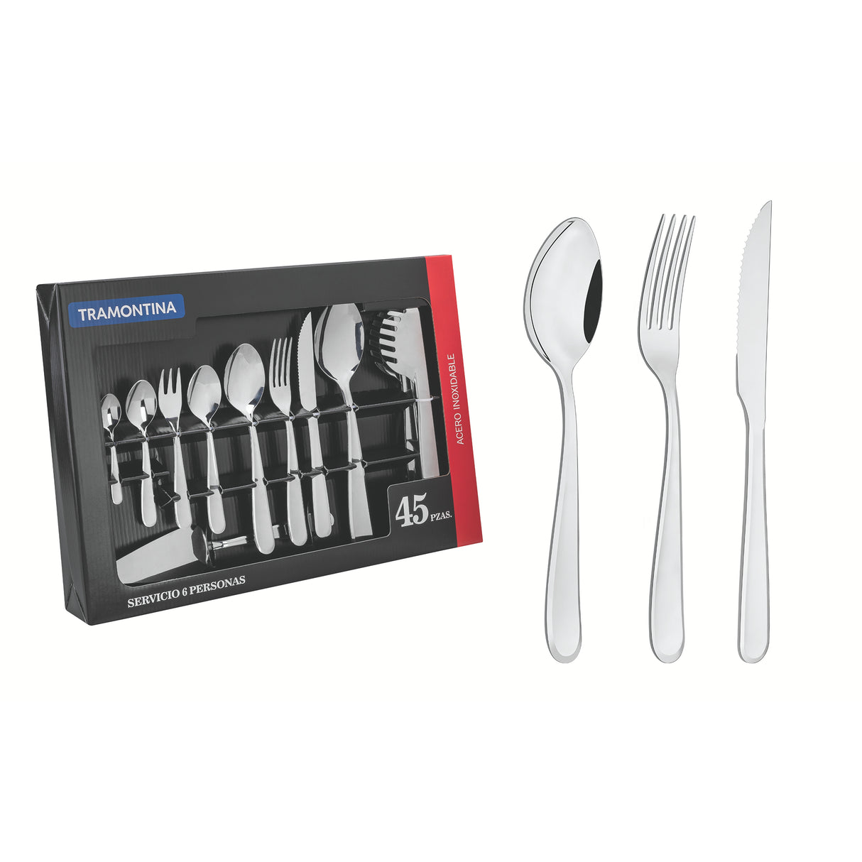 Juego de Cubiertos Angra Acero 29.3x6.3cm De 45 Piezas - CUBIERTOS | Bylmo