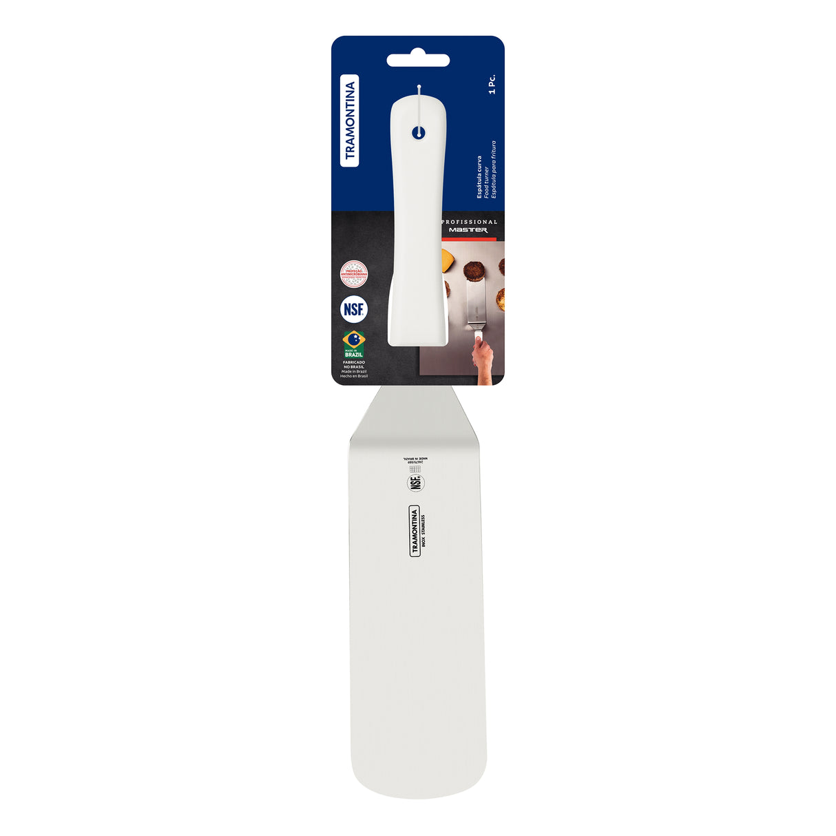Espátula Profesional Profissional Master Blanco y Acero 7.6x11.2cm Para Cocinar - UTENSILIOS PARA COCINAR | Bylmo