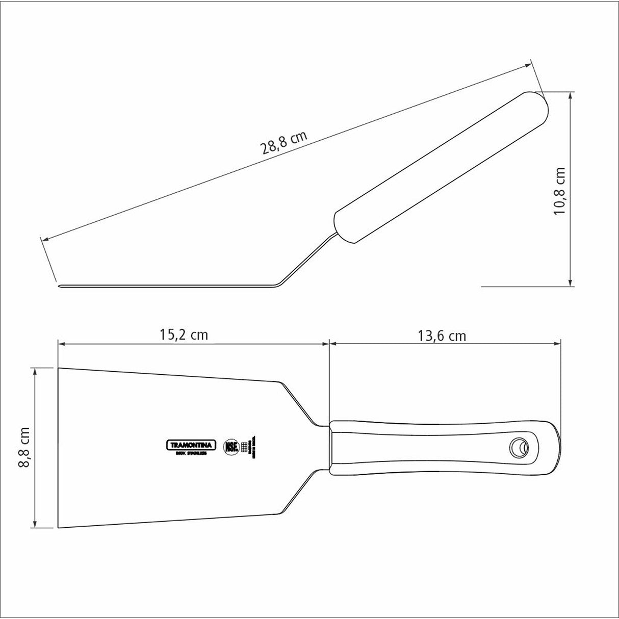 Espátula Profesional Profissional Master Blanco y Acero 8.8x10.8cm Para Cocinar - UTENSILIOS PARA COCINAR | Bylmo