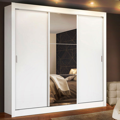 Closet Mônaco Blanco 210x21.4cm con Cuatro Entrepaños Tres Puertas y Con Espejo - CLOSETS | Bylmo