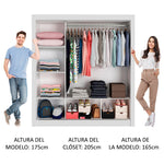 Closet Mônaco Blanco 210x21.4cm Con Cuatro Entrepaños Tres Puertas Y Con Espejo