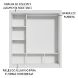 Closet Mônaco Blanco 210x21.4cm con Cuatro Entrepaños Tres Puertas y Con Espejo - CLOSETS | Bylmo