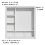 Closet Mônaco Blanco 210x21.4cm Con Cuatro Entrepaños Tres Puertas Y Con Espejo