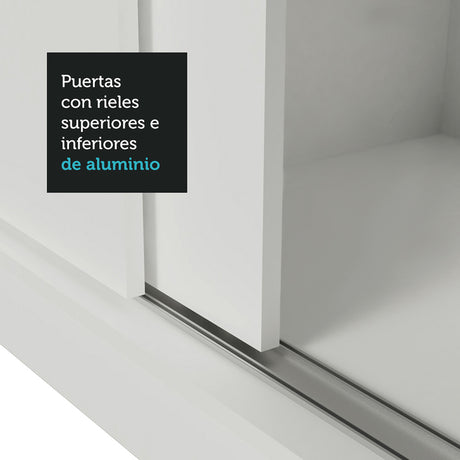 Closet Mônaco Blanco 210x21.4cm con Cuatro Entrepaños Tres Puertas y Con Espejo - CLOSETS | Bylmo