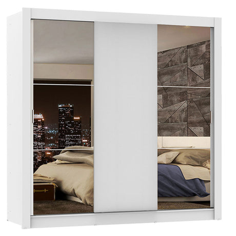 Closet Mônaco Blanco 210x25.7cm con Cuatro Entrepaños Tres Puertas y Con Espejo - CLOSETS | Bylmo