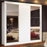Closet Mônaco Blanco 210x25.7cm con Cuatro Entrepaños Tres Puertas y Con Espejo - CLOSETS | Bylmo