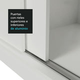 Closet Mônaco Blanco 210x25.7cm con Cuatro Entrepaños Tres Puertas y Con Espejo - CLOSETS | Bylmo