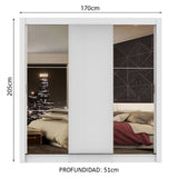 Closet Mônaco Blanco 210x25.7cm con Cuatro Entrepaños Tres Puertas y Con Espejo - CLOSETS | Bylmo