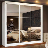 Closet Mônaco Blanco 210x30cm con Cuatro Entrepaños Tres Puertas y Con Espejo - CLOSETS | Bylmo