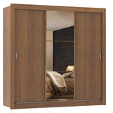 Closet Mônaco Marron 210x21.4cm con Cuatro Entrepaños Tres Puertas y Con Espejo - CLOSETS | Bylmo