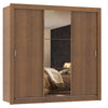 Closet Mônaco Marron 210x21.4cm Con Cuatro Entrepaños Tres Puertas Y Con Espejo