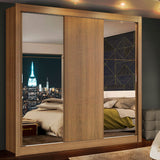 Closet Mônaco Marron 210x25.7cm con Cuatro Entrepaños Tres Puertas y Con Espejo - CLOSETS | Bylmo