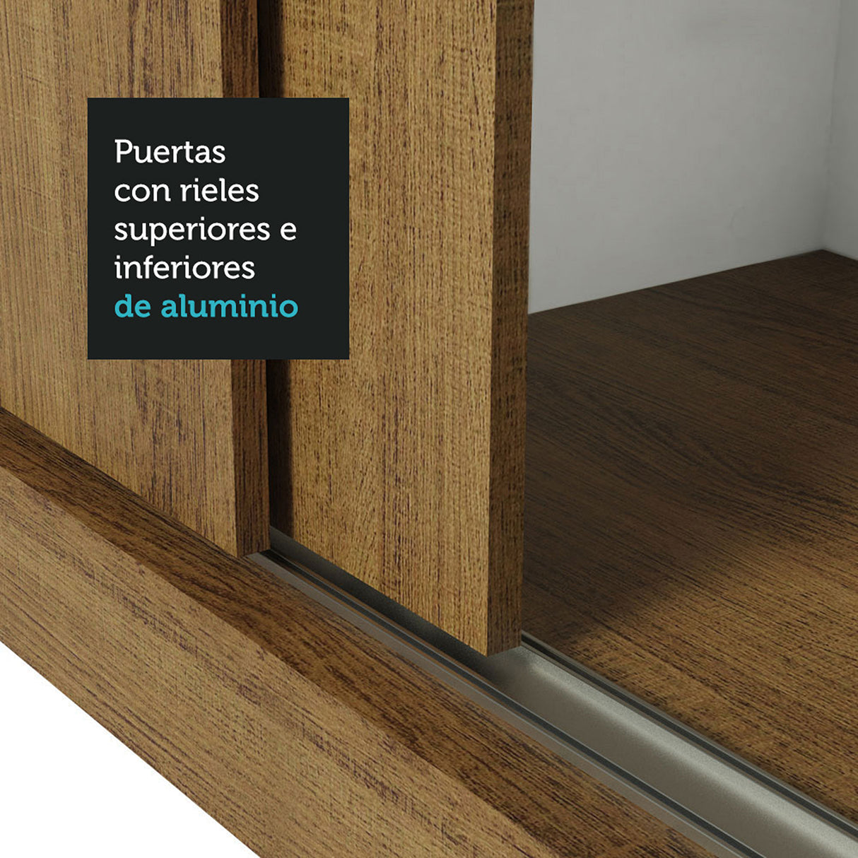 Closet Mônaco Marron 210x25.7cm con Cuatro Entrepaños Tres Puertas y Con Espejo - CLOSETS | Bylmo