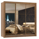 Closet Mônaco Marron 210x30cm con Cuatro Entrepaños Tres Puertas y Con Espejo - CLOSETS | Bylmo