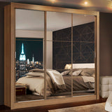 Closet Mônaco Marron 210x30cm con Cuatro Entrepaños Tres Puertas y Con Espejo - CLOSETS | Bylmo
