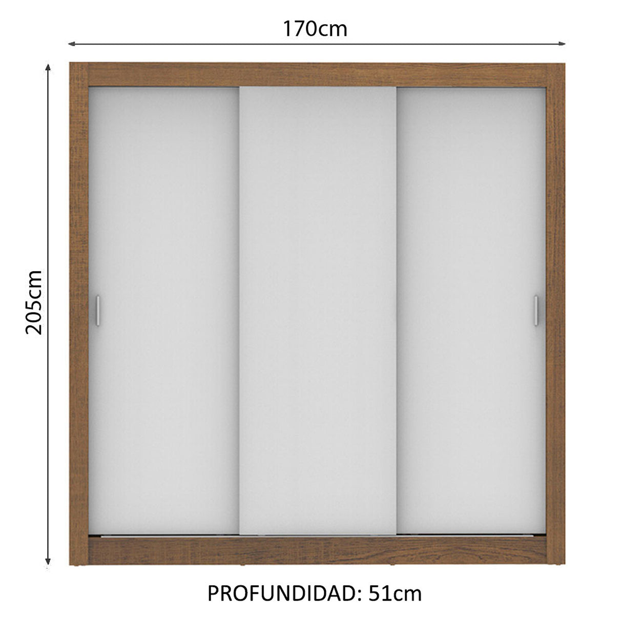 Closet Mônaco Marron y Blanco 210x17.1cm con Cuatro Entrepaños y Tres Puertas - CLOSETS | Bylmo