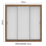 Closet Mônaco Marron y Blanco 210x17.1cm con Cuatro Entrepaños y Tres Puertas - CLOSETS | Bylmo