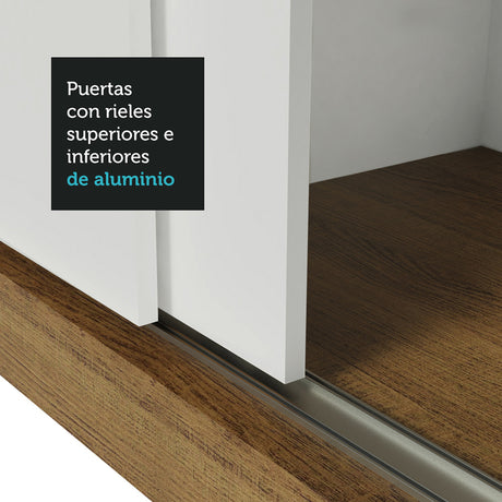 Closet Mônaco Marron y Blanco 210x17.1cm con Cuatro Entrepaños y Tres Puertas - CLOSETS | Bylmo