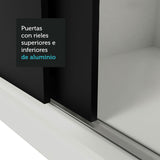 Closet Mônaco Blanco y Negro 210x25.7cm con Cuatro Entrepaños Tres Puertas y Con Espejo - CLOSETS | Bylmo