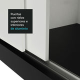 Closet Mônaco Negro y Blanco 210x25.7cm con Cuatro Entrepaños Tres Puertas y Con Espejo - CLOSETS | Bylmo