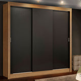 Closet Mônaco Marron y Negro 210x17.1cm con Cuatro Entrepaños y Tres Puertas - CLOSETS | Bylmo