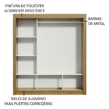 Closet Mônaco Marron y Negro 210x17.1cm con Cuatro Entrepaños y Tres Puertas - CLOSETS | Bylmo