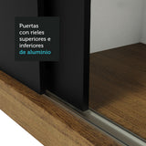 Closet Mônaco Marron y Negro 210x21.4cm con Cuatro Entrepaños Tres Puertas y Con Espejo - CLOSETS | Bylmo