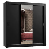 Closet Mônaco Negro 210x21.4cm con Cuatro Entrepaños Tres Puertas y Con Espejo - CLOSETS | Bylmo